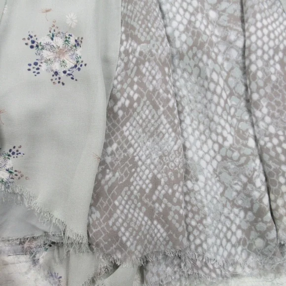 FREE PEOPLE Rock On Snake Floral Print Mixed Media Handkerchief Hem Maxi Skirt 4 - Picture 7 of 12